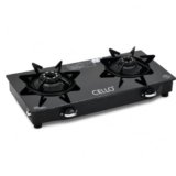 Cello Dezire Plus 2 Burner Gas Stove | 6mm Toughened Glass | Manual Ignition | ISI Certified | Rapid Alloy Burnes | 1 Year Warranty | Hexa Pan Supports