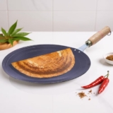 Bluevel Premium Pure Iron Tawa for Roti with Wooden Handle | Dosa Pan Iron Tawa for Kitchen Gas & Induction Compatible | Naturally Nonstick, 100% Pure & Toxin-Free-11 Inch/27 cm(Concave)