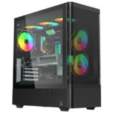 TAG Gamerz Aurora-M Mid-Tower Gaming Cabinet ATX/M-ATX/ITX | 6 Pre-Installed ARGB Infinity Mirror Fans | Mesh Front, 4mm Tempered Glass | 360mm Liquid Cooler Support | USB Type-C 3.2 Gen 2 | Black