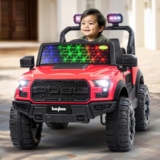 Baybee Bronco Battery Operated Jeep for Kids, Ride-On Toy with RGB Windshield Light & Music, Electric Jeep Battery Car, Baby Big Cars for Kids to Drive, 3 to 8 Years, Bronco Red