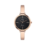 Timex Analog Black Dial Women’S Watch-Twel12805 Stainless Steel, Rose Gold Strap