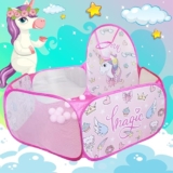ToyMagic Unicorn Theme Foldable Ball Pit,Pop Up Children Play Tent with 30 Balls| Portable Toys Safe for Kids |Foldable Play Tent Indoor Outdoor Toys|Ball Pool for 1-5 Years Kids,Multicolor