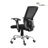 Da URBAN Modway Mid-Back Revolving Mesh Ergonomic Chair for Home & Office with Tilt Lock Mechanism, Armrest & High Comfort Seating (Black)