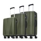 Aristocrat Airpro 3 Pc Set Cabin 55Cm(Small) Check-In 66Cm(Medium) Check-In 75Cm(Large) 8 Wheels Spinner Trolley Bags, Hard Case Luggage, Lightweight Bag & Combination Lock|7 Years Warranty (Green)