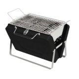 My Creative Hut Portable Barbeque Camping Grill &BBQ Utensils, Foldable Stainless Steel Charcoal Grill, Small Outdoor Travel BBQ, Compact Picnic Barbecue Cooking Grill for Camping (Black (Medium))