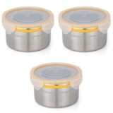 Steellock Airtight Stainless Steel Containers For Kitchen – Food Storage Containers With Lids Leak Proof For Fridge Office Kids School (300 Ml, Yellow, Pack Of 3, Sl-1103)