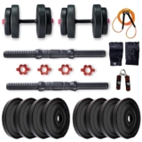 Bullar Adjustable Dumbbells Set 8 Kg To 20 Kg With Pair Of Dumbbell Rods And Pvc Weight Plates With Gym Accessories (10 Kg) Silver