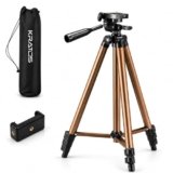 Kratos 51 Inch/130CM Aluminum Tripod Stand with 360° Rotatable Mobile Holder & Handle, Adjustable Tripod for Smartphones, DSLR, Photography & Video Shooting (Version-2)