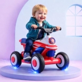 Kidsmate Star Racer Electric Bike for Kids | Safe Battery-Powered Motorbike Built-in Music, USB & Foot Accelerator | Comfort Backrest & Dual Direction Switch | Easy-to-Ride for Kids 1 to 4 Year – Red