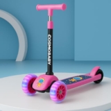 Cosmobaby Kick Scooter for Kids with Adjustable Height | Foldable Design | Fat LED Wheels | PVC Wheels | for Ages 2–12 Years | Max Weight 60 kg (Pink)