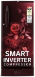 LG 185 L, 4 Star, Direct-Cool, Smart Inverter Compressor, Single Door Refrigerator (GL-D199OSEY.ESEZPST, Scarlet Euphoria, Smart Connect, Solar Connect & Base stand with drawer)
