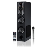 GIZMORE ST5000 PRO 50W Bluetooth Tower Speaker | Digital LED Display Wooden Cabinet | Volume & Bass Control | Karaoke and Party Speaker with Multiple Connectivity And Wireless MIC (Black)