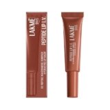 Lakme Peptide Lip IV with 5% Peptide-Niacinamide Complex, For Intense Hydration With A Serum-Like Texture That Visibly Plumps, Smoothens, and Repairs, Brown Lip Retreat, 10g