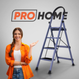 ProHome 4 Step Vetro Foldable Steel Ladder for Home | 150kg Capacity with Anti Slip Shoe Steel Ladder(With Platform)