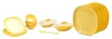 SignoraWare BPA Free Plastic Square Dinner Set | Microwave Safe | Unbreakable & Lightweight | Odor-Free | Great for Parties & Gatherings | Ideal for Regular Home Meals (Set of 23 pcs | LemonYellow)