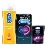 Durex Mutual Climax Condoms – 10s + Durex Play Massage 2in1 Sensual – 200 ml + Durex Play Vibrating Ring