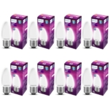 PHILIPS 4-watt Filament Candle LED Bulb | Diffused Candle Bulb for Home & Decoration | Bulb Base: E27, Cool White | Pack of 8