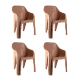 Cello Dynamo Chair Set Pack Of 4 – Dark Beige (Plastic) | Strong And Durable | Easy To Clean | Chair For Living Room, Bed Room, Kitchen, Office Room, Outdoor | 3 Years Warranty