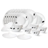 Larah By Borosil Shadow Fluted Series Opalware Dinner Set | 31 Pieces For Family Of 6 | Microwave & Dishwasher Safe | Bone-Ash Free | Crockery Set For Dining & Gifting | Plates & Bowls | White