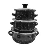 HEAVENGLOW 3 Pieces Enamelware Pot Set Stewpot Saucepan for Travel Household Restaurant