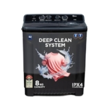 Midea 8 Kg 5 Star Semi Automatic Top-Load Washing Machine Black Grey (MWMSA080SAPPG(KG), Rat Away Feature, Air Jet Dry IPX4 Protection)