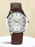 Titan Titan ClaStainless Steelic with Date Silver Dial Brown LeatherStrap Analog Watch  – For Men