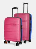 NASHER MILES Nicobar Hard-sided Luggage Set of 2 Pink and Sky Blue Trolley Bags (55 & 65 Cm) Cabin & Check-in Set 8 Wheels – 24 inch