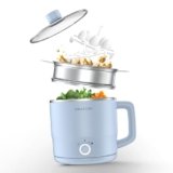 Cellecor Stainless Steel Multi-Cook Kettle CMK18 Home Chef With Steamer, Egg Tray, Rust Free Body, 600W Powerful Output, Multi Cook Electric Kettle (1.8 L, Light Blue)