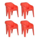 Nilkamal CHREEEZYGO Plastic Chair with Arm (Peach) – Set of 4