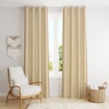 Decoholic Cream Polyester Window Curtains 6 Feet | Darkening Faux Texture Plain Drapes with Eyelets | Set of 2 Panels for Living Room, Bedroom & Office