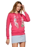 Qube by Fort Collins Women’s Cotton Hooded Neck Sweatshirt (302 SMU_L_Rose_Rose_L)