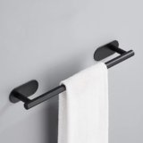 Boniry Aluminium Towel Holder for Bathroom/Towel Rod/Towel Hanger for Wash Basin/Towel Stand with Hooks/Bathroom Accessories (16 inch – Black) (2 PCS)