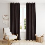 The Decor Hub Brown Polyester Long Door Curtains 10 Feet | Darkening Faux Texture Plain Drapes with Eyelets | Set of 2 Panels for Living Room, Bedroom & Office