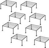 Abhi Creation Modern Indoor / Outdoor Iron Planter Stand / Flower Shelf Rack Holder Plant Container Set(Pack of 8, Metal)