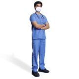 Medical Scrub Suit For Men – Sky Blue (Small) | Poly Viscose Fabric | Ultimate Comfort And Breathability | Elasticated Waist | Multiple Pockets | V-Neck