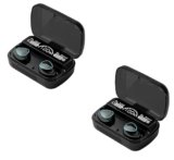 MB Star TWS M10 Bluetooth V5.1 in-Ear Wireless Earbuds with Upto 4 Hours Playback Stereo with Charging Power Bank Case Waterproof Bluetooth Earphones with Mic, Noise-Cancellation – Pack of 2, Black