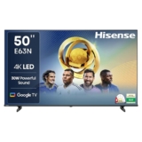 Hisense 126cm (50 inches) E63N Series 4K Ultra HD Smart Google LED TV 50E63N