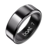 boAt SmartRing Active Plus, Auto HR, Sleep, SpO2, Stress & Skin Temperature Monitor, Stainless-Steel Build, 5 ATM, Weighs Only 5 gm, Portable Charging Case, smart Ring for Men (7, Midnight Black)