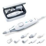 Beurer MP 42 German EngineeringI Manicure Pedicure Kit for women I German Engineering I Electric Nail File with 7 Sapphire & Felt Attachments I For filing, shaping, buffing, callus removal, and polishing I Used for special nail care needs I LED Precision Light I Adjustable Speed (2500-4600 RPM) I Dust Protection Cap & Storage Bag I 3-Year Warranty I White in color