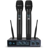 Audio Array AM-W14 UHF Dual Wireless Premium Metal Microphone | 2X XLR Outs & 1/4″ Mix Out | Range up to 200ft/60m | Karaoke Singing, Wedding, DJ, Church | PA System, Amplifier, Mixer, Party Box