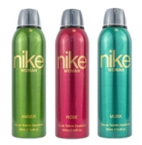 Nike Unisex Amber + Rose + Musk Spray Deodorant For Woman- Pack Of 3 (200Ml Each), 3 Count