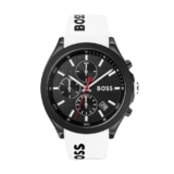 Boss Silicone Hugo Analog Black Dial Men’s Watch-1513718, Band_Silver