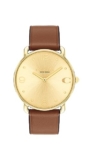 Coach Elliot Qtz Basic Gold Round Dial Women’s Watch|Saddle Calfskin Material|Saddle Color Band – 14504201