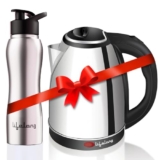 Lifelong Electric Kettle 1.5 Litre 1500W for Boiling Water, Soup with Leak-proof 750 ML Stainless Steel Water Bottle Combo | Easy to Use with 1 Year Warranty (Silver, LLEKBT02)