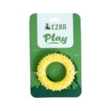 EZRA Play Spiky Small Ring Dog Chew Toy – Yellow | Durable Non-Toxic Rubber, Textured for Dental Health | Interactive Fetch & Chew Toy for All Breeds