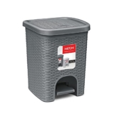 Milton Step Up Pedal Plastic Dustbin With Inner Bucket & Lid, Hands Free Foot Bin – Stylish And Practical Trash Can For Any Room, Medium, 6 Litre, Grey