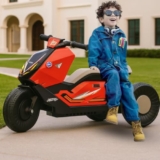 Storio Racer Electric Bike for Kids | 6V Battery, MP3 Player, USB, Bluetooth, LED Lights & Foot Accelerator | Battery-Operated Ride-On Bike for Boys & Girls Aged 1-5 Years