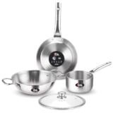 Milton Pro Cook Triply Stainless Steel 4 Pc Induction Cookware Set, Tea Pan 16Cm, Fry Pan 22Cm, Kadai With Glass Lid 24Cm, Even & Fast Cooking, Induction & Gas Ready, 3 Years Warranty By Manufacturer