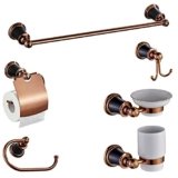ALTON CopperBlack Brass, 6-Piece Bathroom Accessories Set, | Towel Rail, Towel Ring, Soap Dish, Tumbler Holder, Toilet Paper Holder, Robe Hook