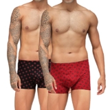 Zoiro Men’s Soft Cotton Marvel Printed Trend Trunk (Black/Dead Pool & Chinese Red/ Deadpool_Medium, Pack of 2)